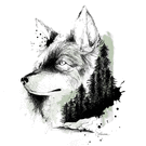 Loup artistique avec for&ecirc;t int&eacute;gr&eacute;e